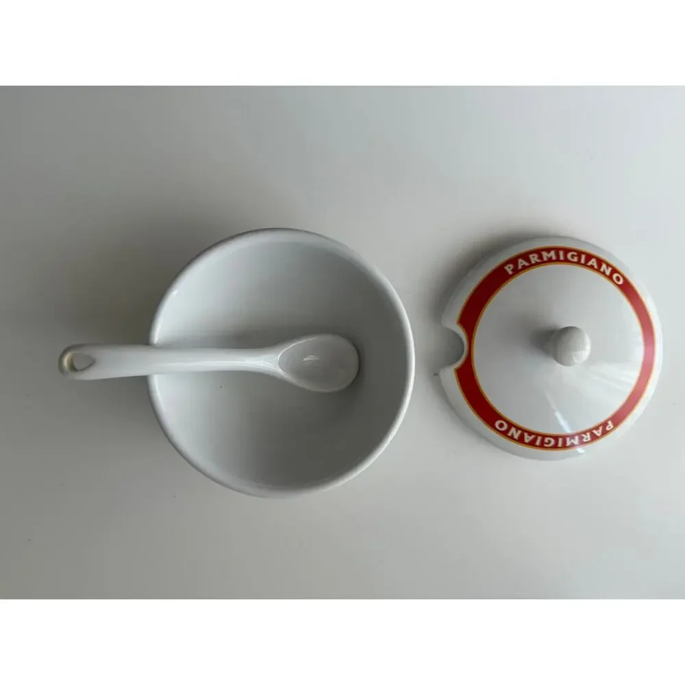 Pottery Barn Vintage Pasta Parmigiano Cheese Lidded Bowl w Spoon Olive Oil Dish